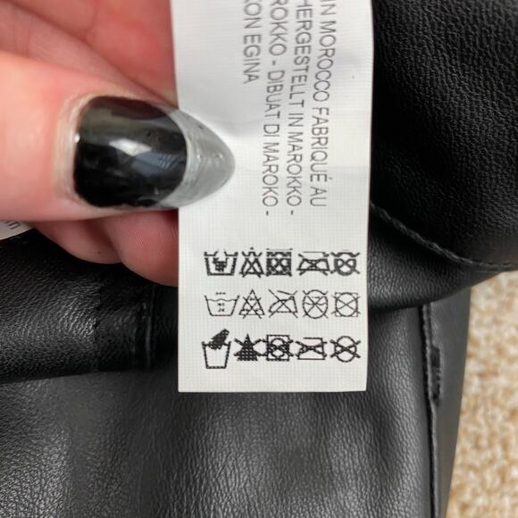 ZARA Faux Leather High Rise Pants Mom Fit Black Womens Size 10 Grunge Y2K 90s - Picture 10 of 13